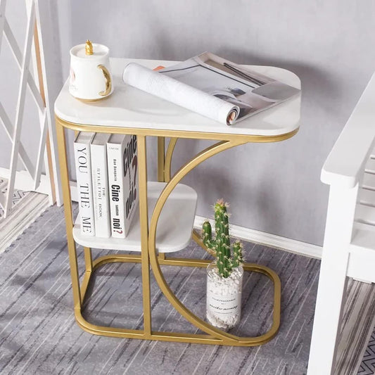 Unique Pattern Designer Side Table with Golden Finish