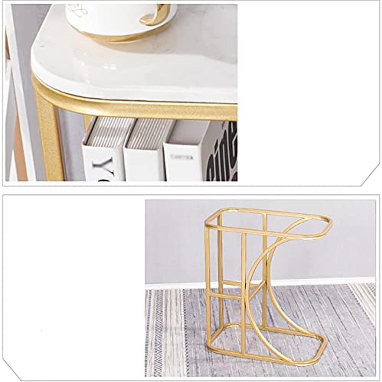 Unique Pattern Designer Side Table with Golden Finish