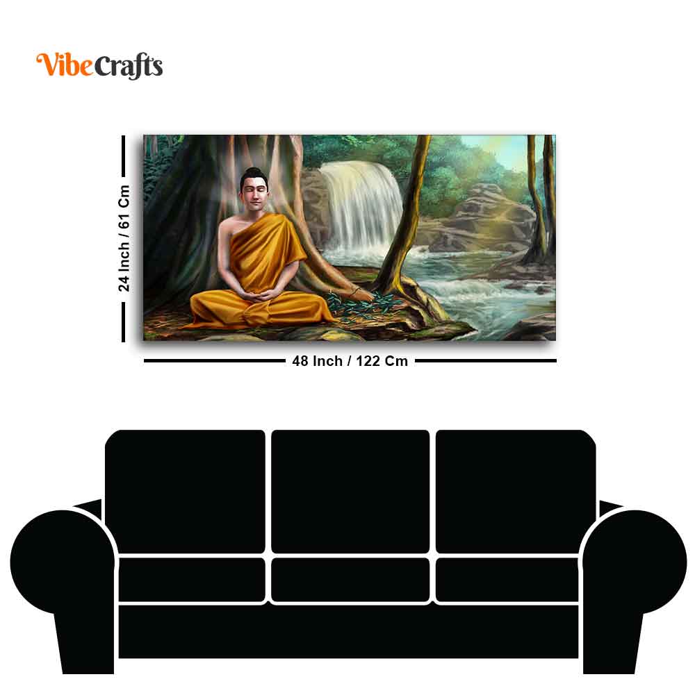 Wall Painting of Lord Buddha with Nature Background