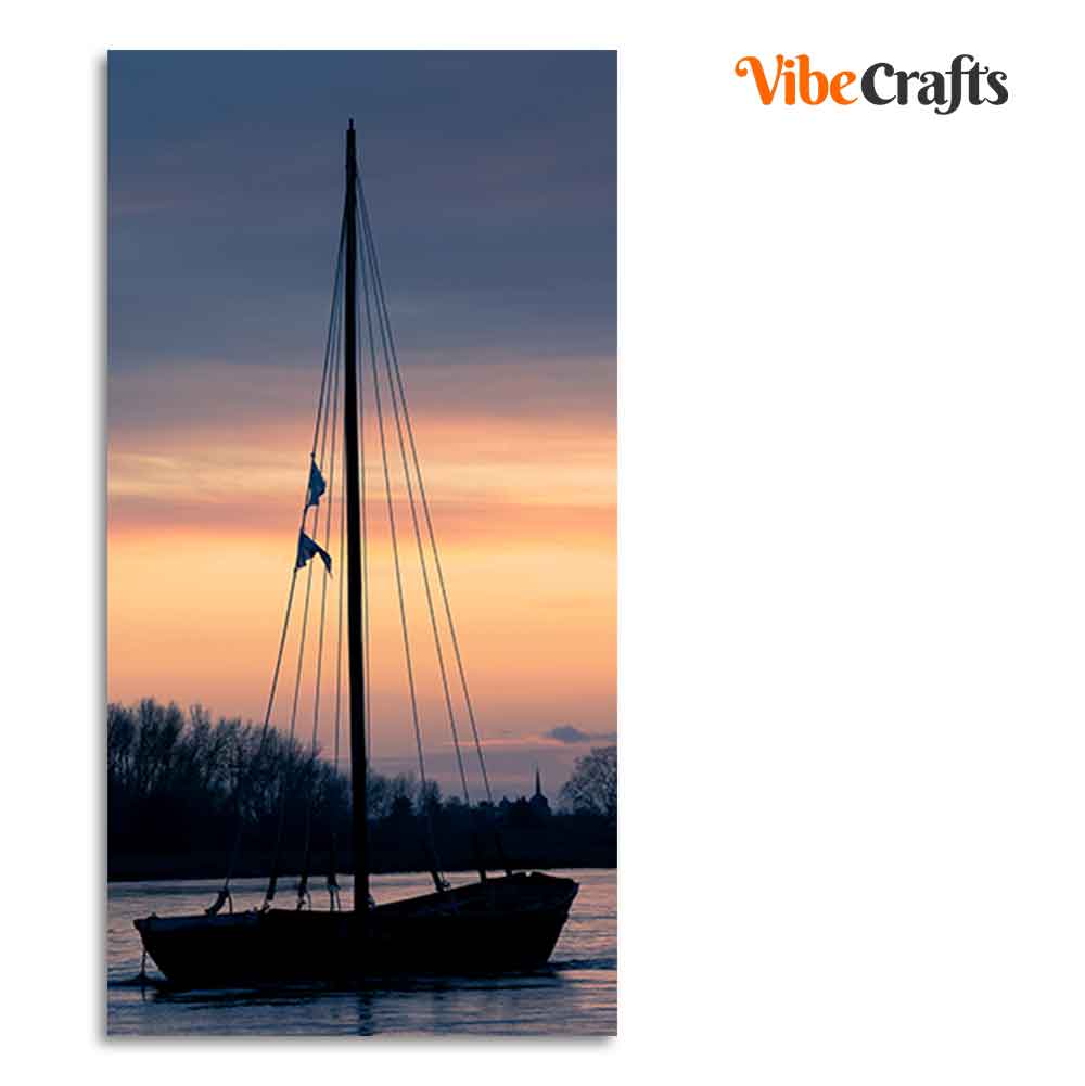 Boat at Sunset Canvas Wall Painting