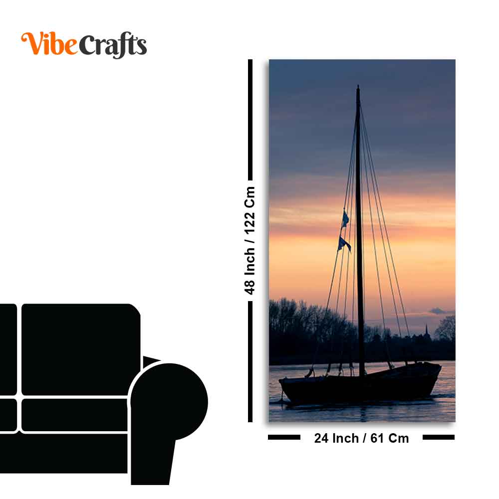 Boat at Sunset Canvas Wall Painting