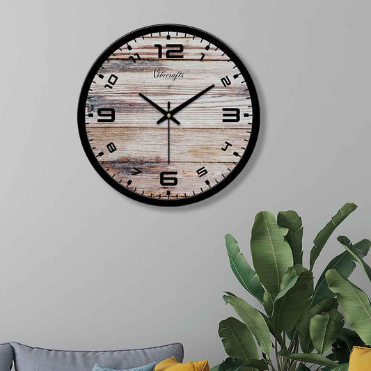 Wooden Texture Large Numbers Designer Wall Clock For Living Room