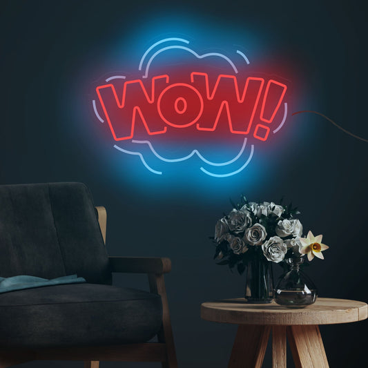 Wow Text Neon Sign LED Light