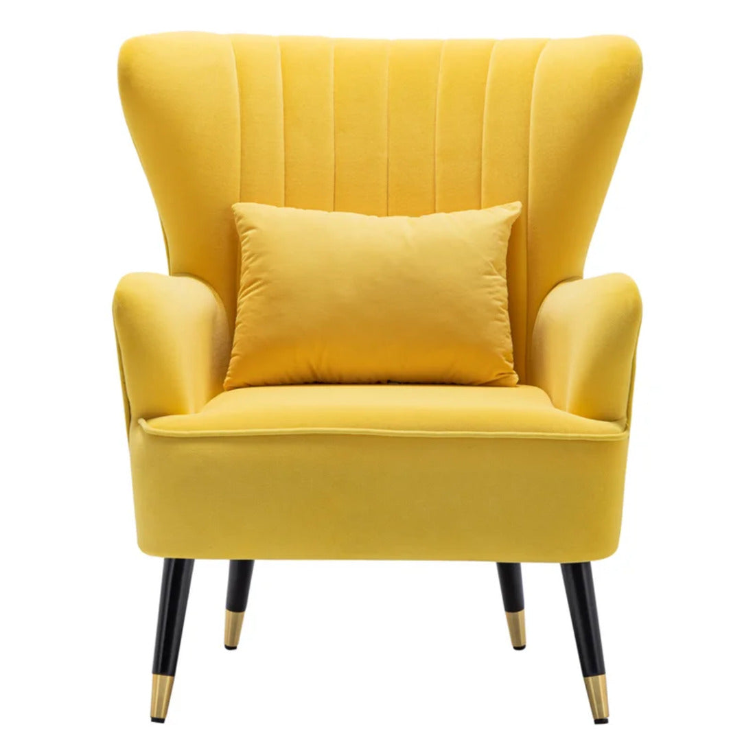 Yellow Color Tufted Accent Chair with Cushion