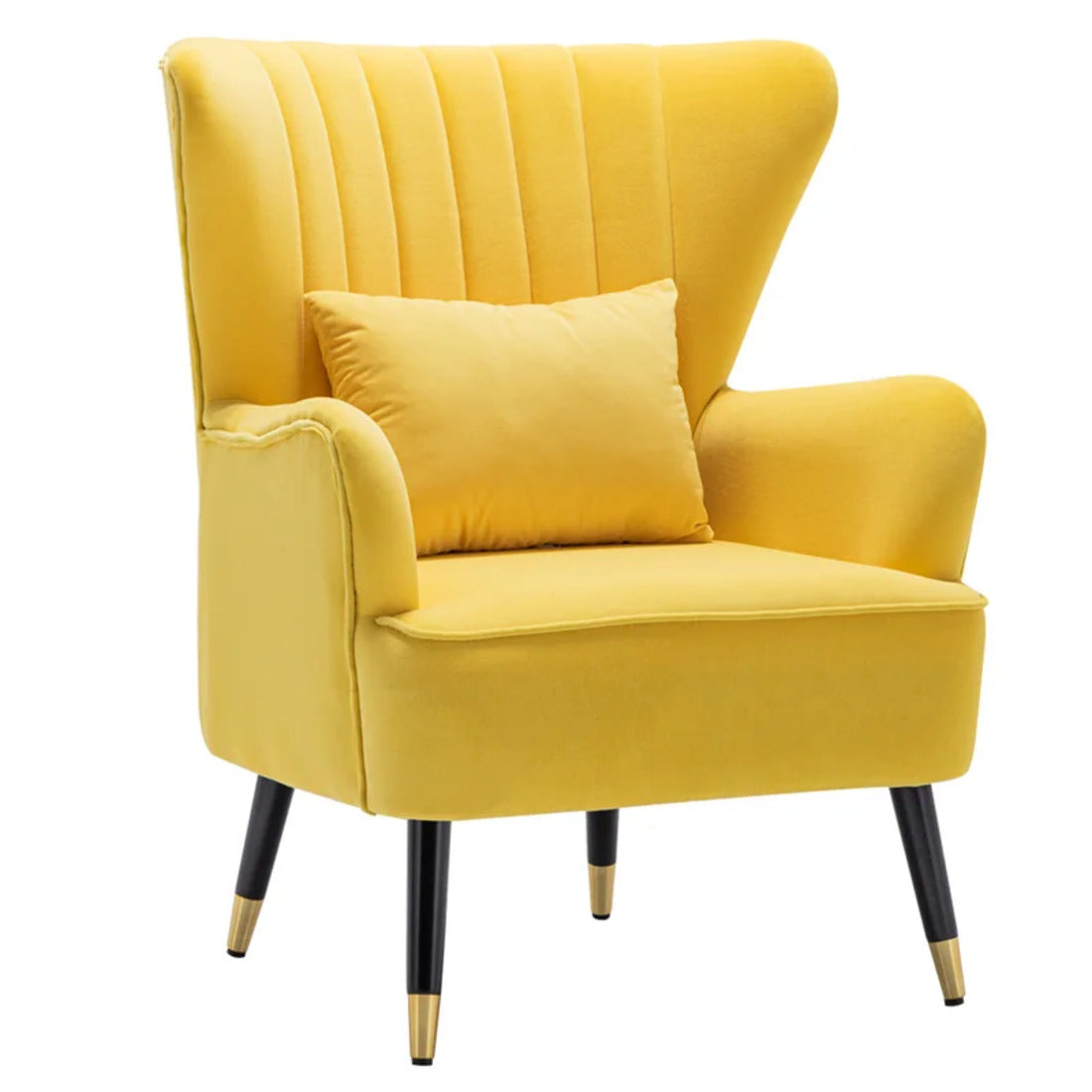 Yellow Color Tufted Accent Chair with Cushion