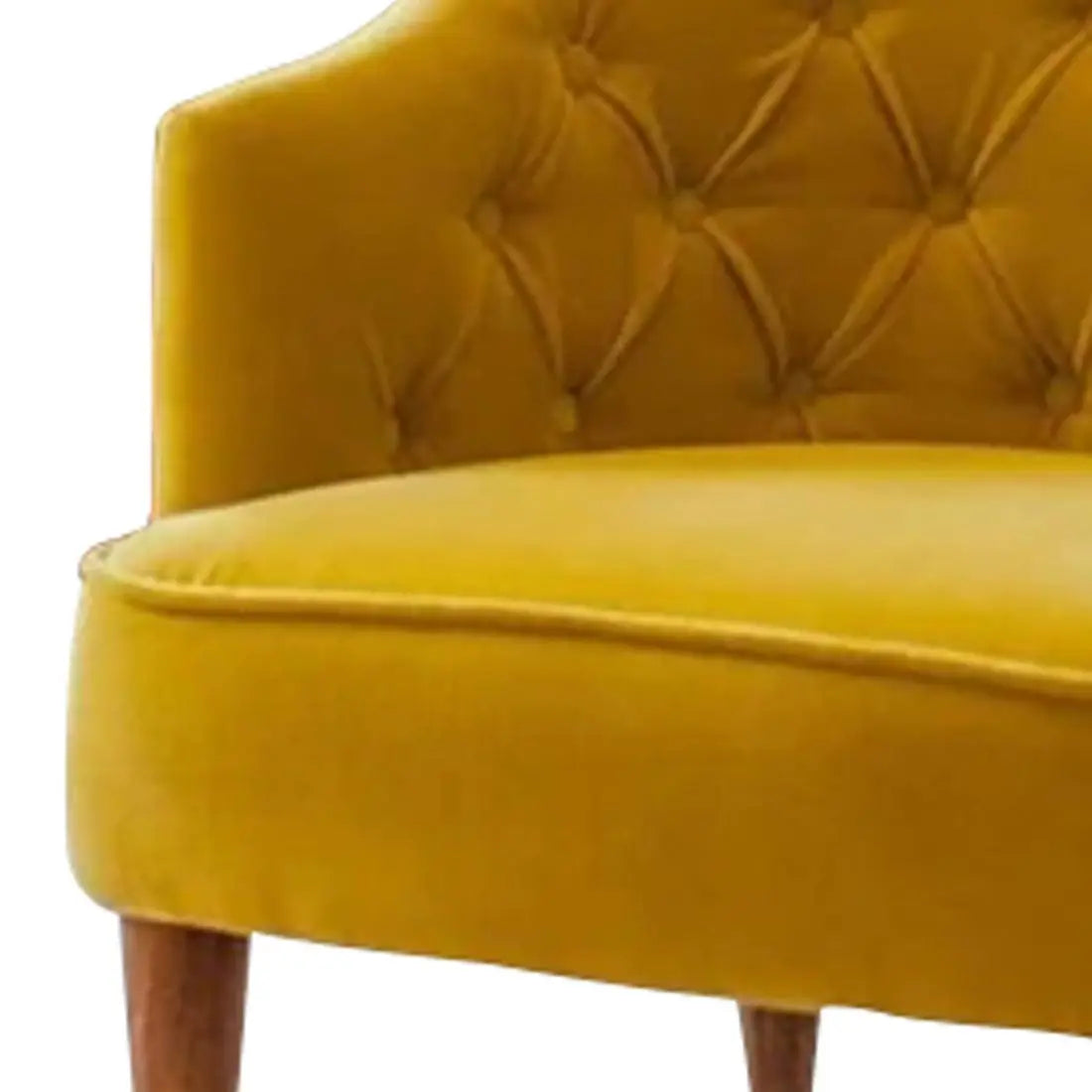 Yellow Tufted Backrest Velvet Sofa Lounge Chair